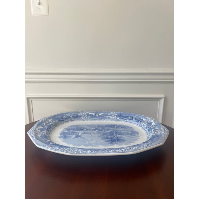 Early 20th Century Blue and White English Ironstone Serving Platter For Sale - Image 4 of 12