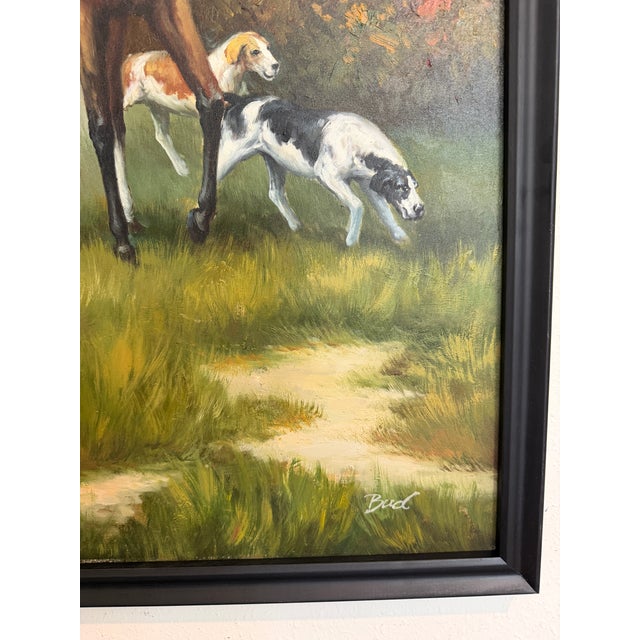 Late 20th Century Fox Hunting Scene Oil Painting on Canvas Horses Hounds Equestrian Sporting Art For Sale - Image 11 of 13
