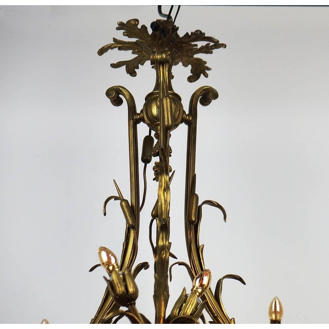 Metal Vintage Regency Style Chandelier, 1950s For Sale - Image 7 of 13
