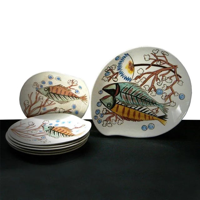 1960s Vintage Ceramic Plates Set by Cesare Sartori for Sica, 1960s, Set of 7 For Sale - Image 5 of 7