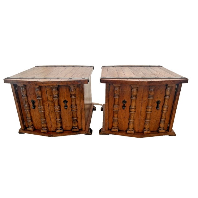 Spanish Revival 1960s Lane Furniture Cabinets, Side Tables Set, Rustic Spanish Revival, Mediterranean, 2 Pieces For Sale - Image 3 of 12