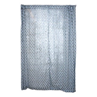 “Viscose Colored Linen Block Print Ring Curtain – Semi-Sheer Size,54"X63"- Genda Pushp For Sale