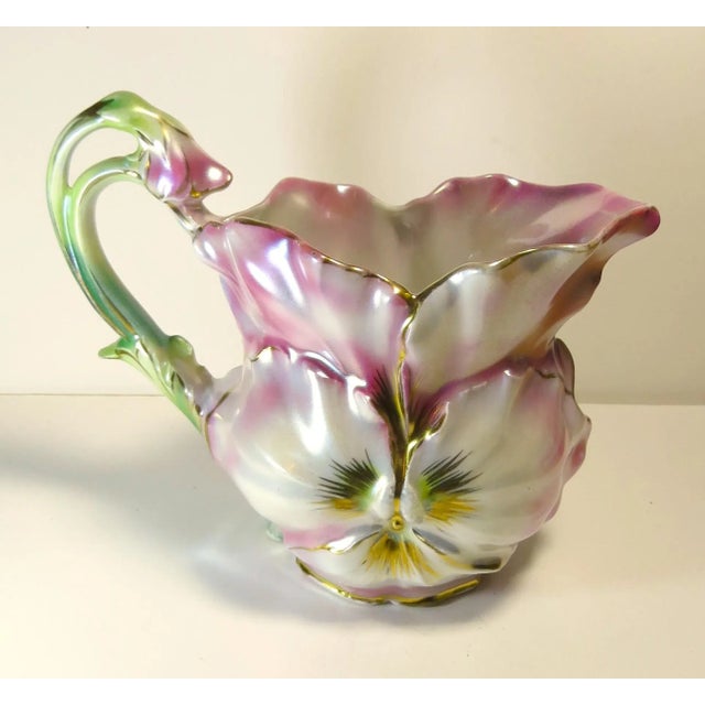 Vintage Royal Bayreuth Pansy Creamer Figural Porcelain Creamer, Bavaria For Sale - Image 4 of 6
