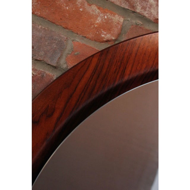 Large Round Italian Modernist Rosewood and Chrome Mirror by Mac Arredamenti For Sale - Image 11 of 13
