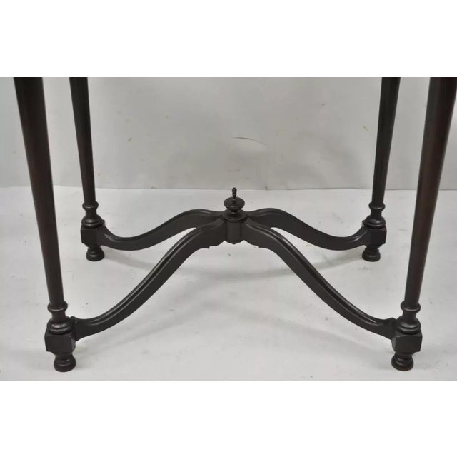 Jacobean Antique Jacobean Renaissance Carved Mahogany Accent Side Table W/ Celluloid Top For Sale - Image 3 of 12