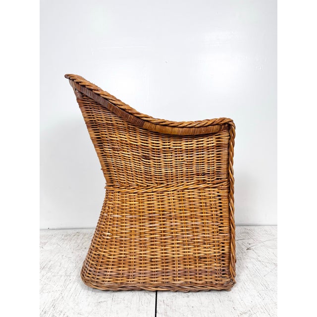 Late 20th Century Vintage Wicker Works Style Arm Chair For Sale - Image 5 of 8