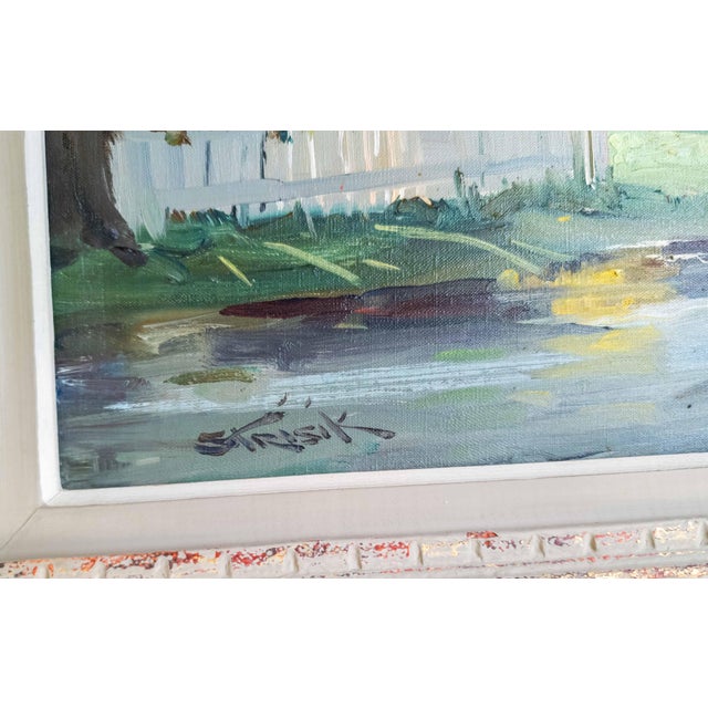 Mid-Century American Impressionist Painting of Rockford Mass by Paul Strisik n.A. For Sale - Image 11 of 14