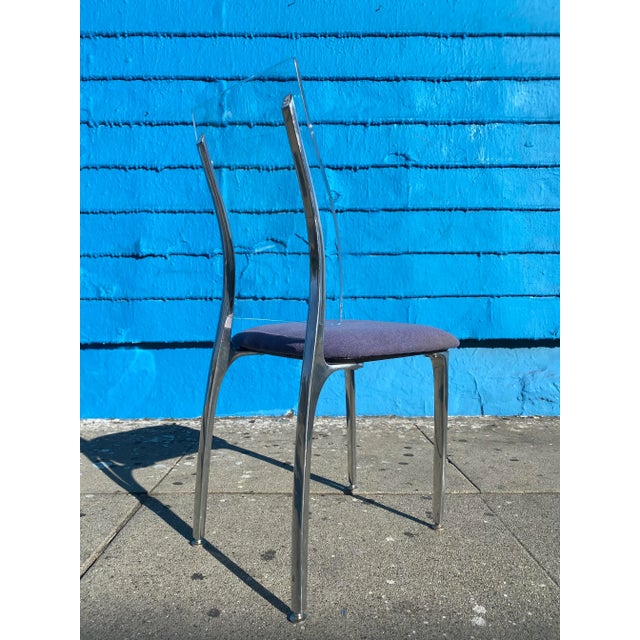 Shelby Williams Post Modern Purple Lucite and Steel Accent Chair For Sale - Image 4 of 8