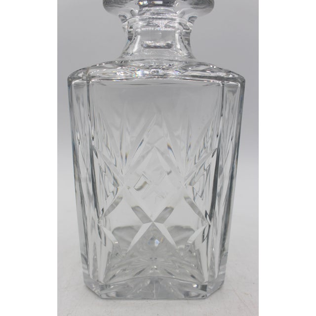 Victorian Circa 1900 English Cut Corner Square Decanter With Stopper For Sale - Image 3 of 4