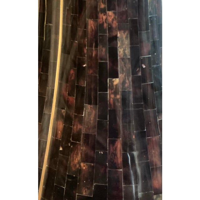 Metal Vintage Maitland-Smith Demilune Sculptural Console Table in Tessellated Horn+Brass Inlay, Circa 1980s For Sale - Image 7 of 12