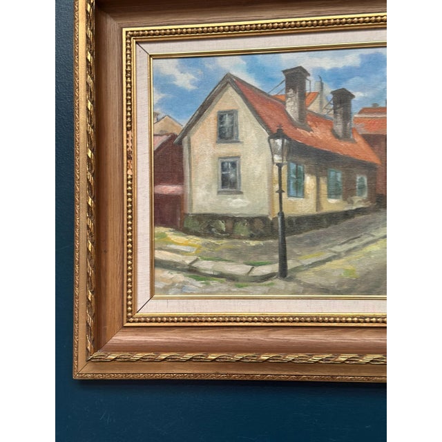 Original Swedish Oil on Canvas – “Town” by Axel Nipsted – Signed – Vintage & Framed – 62 × 54 cm (24.4" × 21.3") incl....