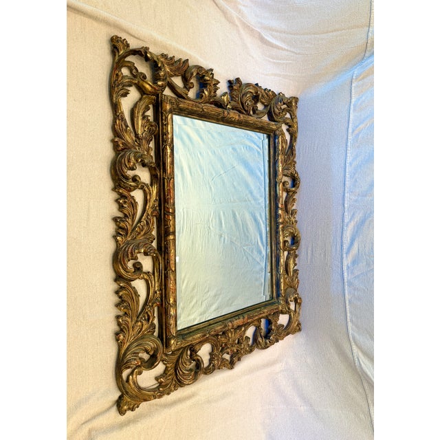 Rococo Rococo Style Carved Giltwood Wall Mirror 34" X 43" For Sale - Image 3 of 7