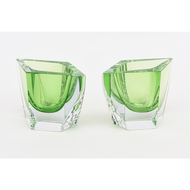 1970s Vintage Murano Alessandro Mandruzzato Paddled Glass Sculptural Bows in Light Kelly Green, 1970's For Sale - Image 5 of 12