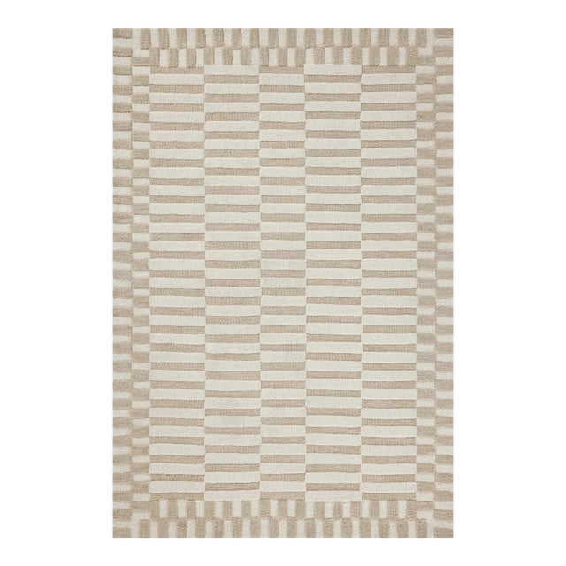 Chris Loves Julia x Loloi Bradley Ivory / Beige 3'-6" x 5'-6" Accent Rug For Sale