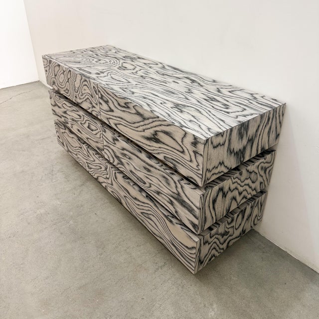 Vintage 80s Postmodern Dresser Ettore Sottsass Veneer | Memphis Style Retro Furniture For Sale - Image 9 of 12