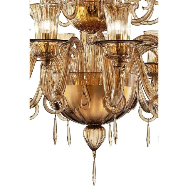 Dark Amber Pagliesco Lively Curls Murano Glass Chandelier by Simoeng for Simoeng For Sale - Image 4 of 7