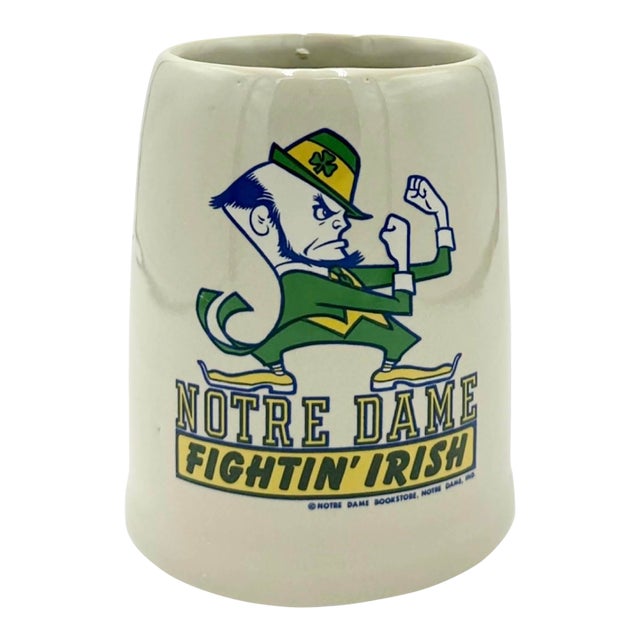 Vintage University of Notre Dame Fightin' Irish Ceramic Mug Stein For Sale