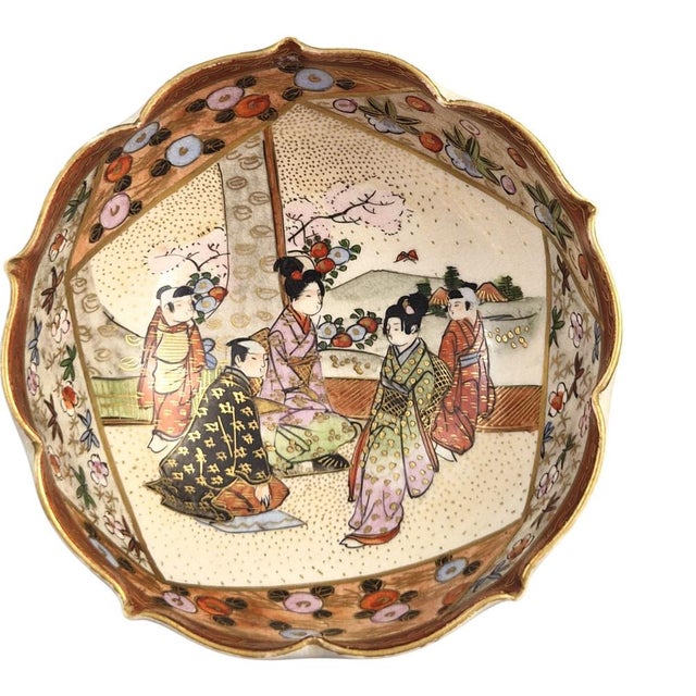 Gold Meiji Japanese Satsuma Hanami Bowl by Kyoto Export Ware, 1895 For Sale - Image 8 of 11