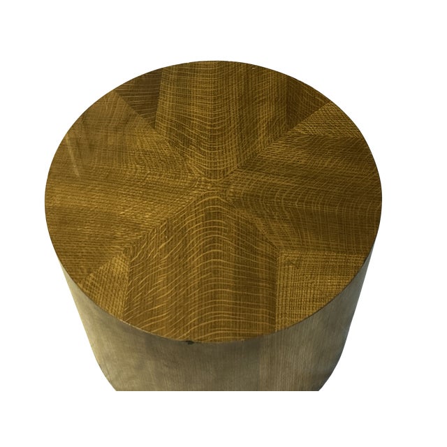 Late 20th Century Vintage Henredon Mid-Century Modern Drum Coffee Table | Sculptural Walnut & Oak Pedestal | Starburst Parquetry | Harvey Probber Style For Sale - Image 5 of 8