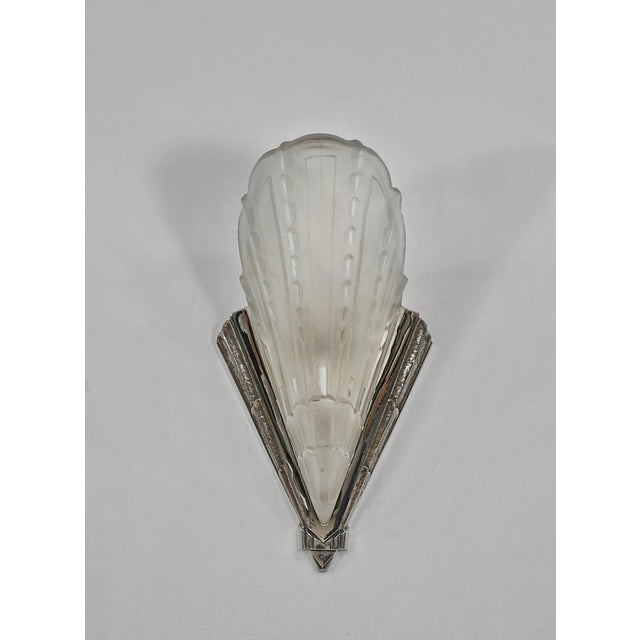 Metal A Pair of French Art Deco Wall Sconces by Jean Gauthier 1930 France For Sale - Image 7 of 11