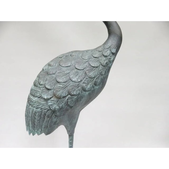 Bronze & Green Patinated Crane Sculptures, 1970s, Set of 2 For Sale - Image 17 of 18