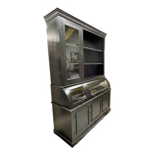 Modern Farmhouse Black Kitchen Pantry Hutch For Sale