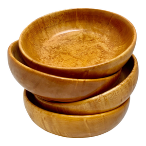 Vintage Set of Four Handcrafted Polished Wood Bowls