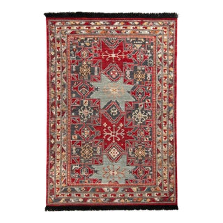 Rug & Kilim’s Classic Style Rug in Red and Blue Geometric Pattern For Sale