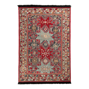 Rug & Kilim’s Classic Style Rug in Red and Blue Geometric Pattern