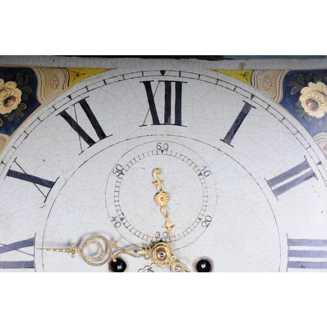 Wood Antique English Grandfather Clock in Mahogany, 18th Century For Sale - Image 7 of 18