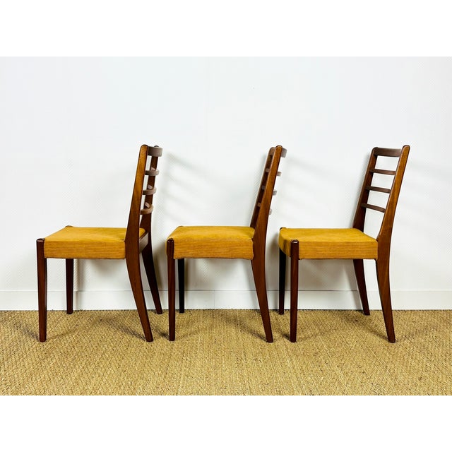 Scandinavian Teak and Corduroy Dining Chairs, 1960, Set of 3 For Sale - Image 4 of 18
