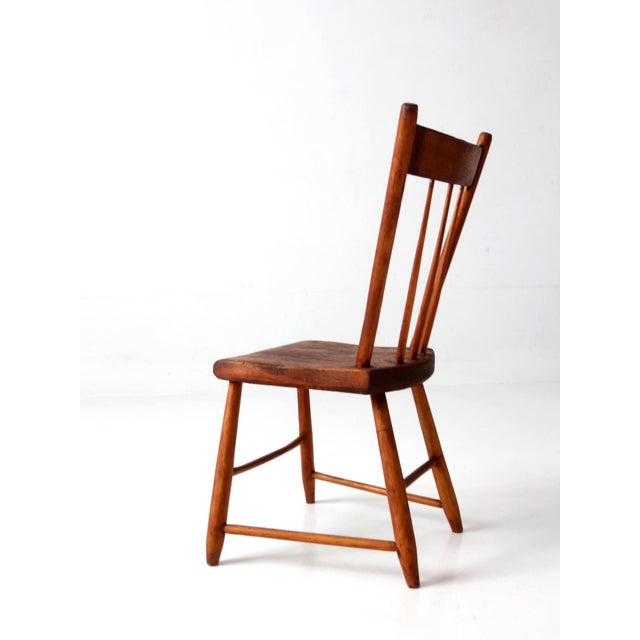 Brown Antique Plank Seat Country Chair For Sale - Image 8 of 12