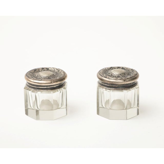 Silver Pair of 19th C. Cut Glass and Silver Jars For Sale - Image 8 of 11