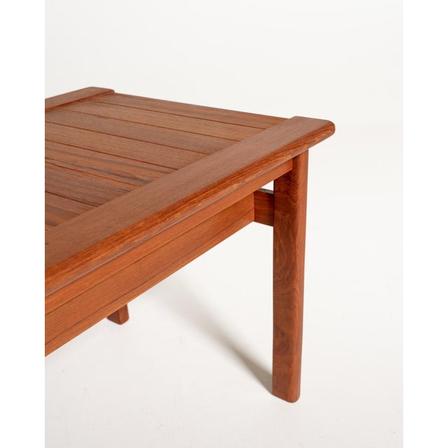 Tan Scandinavian Teak Slatted Bench, 1960s For Sale - Image 8 of 10