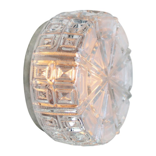 Vintage Round Clear Glass Flush Mount For Sale - Image 4 of 8
