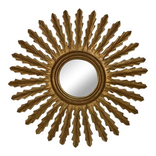 French Gilt Sunburst or Starburst Mirror (Diameter 26 3/4) For Sale