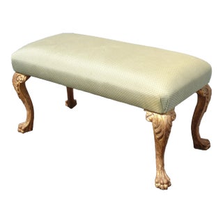 Vintage French Provincial Green Bedside Bench W Gold Legs Made in Italy 2of2 For Sale