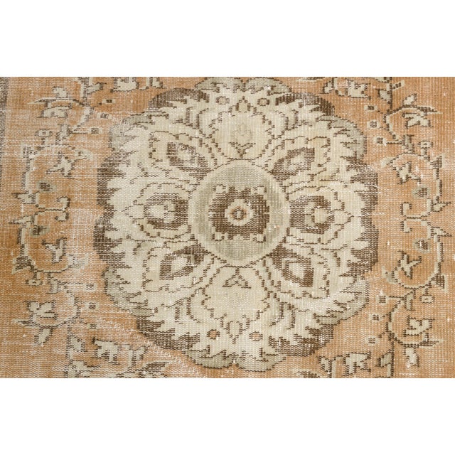 Taupe Vintage Muted Apricot and Taupe Turkish Medallion Rug For Sale - Image 8 of 10