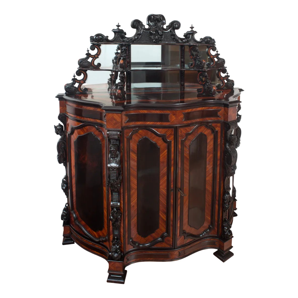Antique Sicilian Buffet in Polychrome Woods, 1800s | Chairish