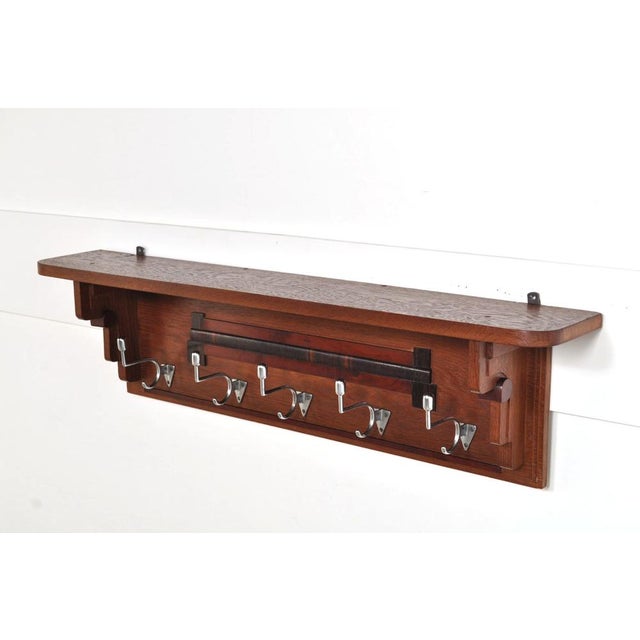 Brown Art Deco Coat Rack in Oak, 1930s For Sale - Image 8 of 11