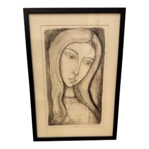 1960s Irving Amen "Reverie" Original Signed Etching - Rare Trial Proof