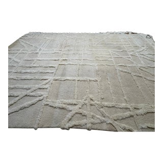Rh Almora Wool Rug – 10' × 14' Cream | Hand-Knotted New Zealand Wool | Sculptural Abstract Contemporary Design For Sale