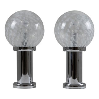 Table Lamps in Chrome and Glass, 1960s, Set of 2 For Sale