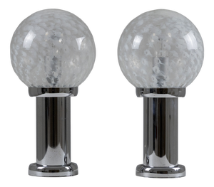 Table Lamps in Chrome and Glass, 1960s, Set of 2
