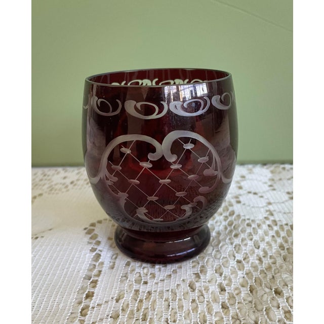 1930s Vintage Bohemian Crystal Decanter Set With Glasses- 6 Pieces For Sale - Image 5 of 5