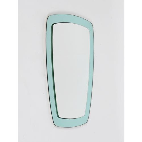 1960s Vintage Rectangular Turquoise Beveled Mirror by Cristal Art, Italy, 1960s For Sale - Image 5 of 16