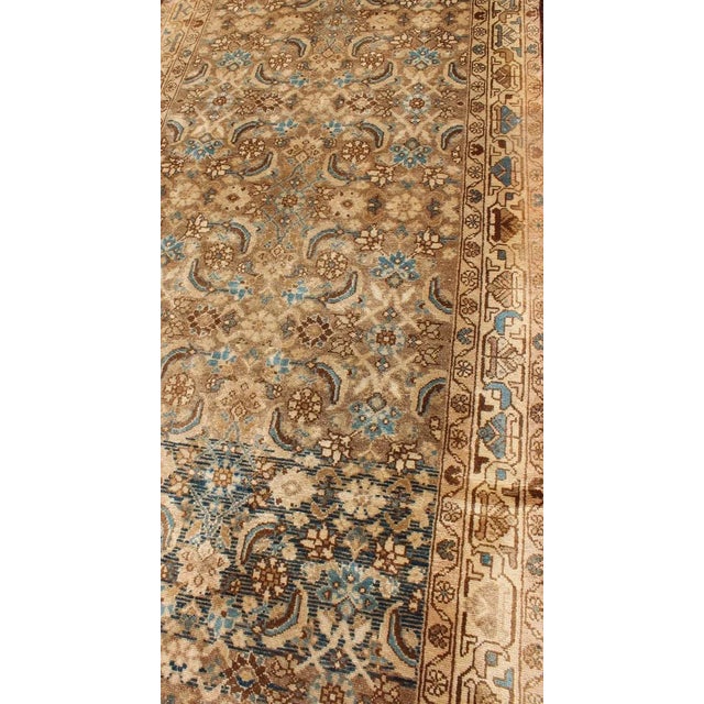 Mid 20th Century Mid-Century Persian Hamedan Runner With All-Over Herati Design in Brown & Blue For Sale - Image 4 of 12