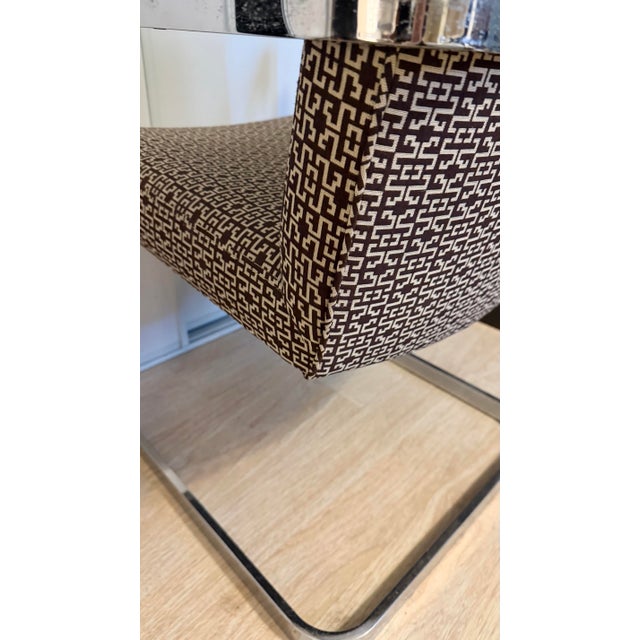 1970s Chrome Cantilever Accent Armchair Mies Van Der Rohe, Milo Baughman Style For Sale - Image 10 of 12