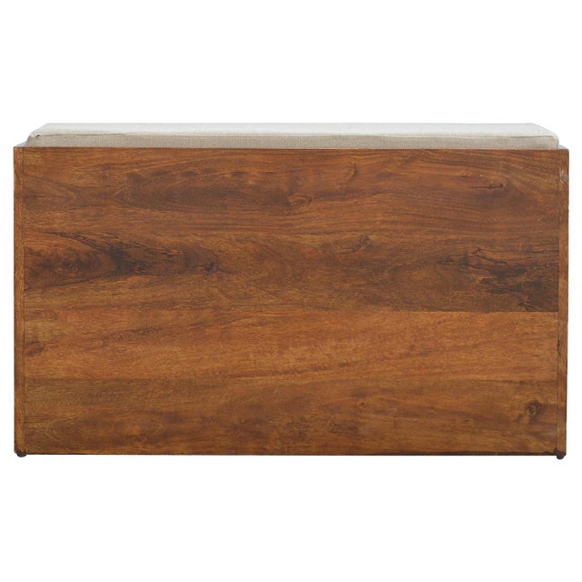 Brown Solid Wood Bench With Storage For Sale - Image 8 of 8