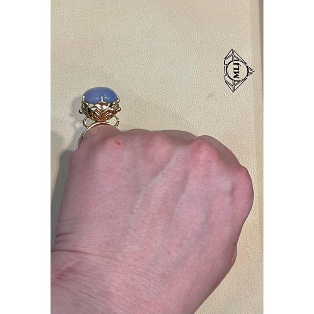 21 Carat Oval Shape Calcidonia Cocktail Ring 14 Karat Yellow Gold Hand Made , Size 6 Very unique and unusual ring in 14...